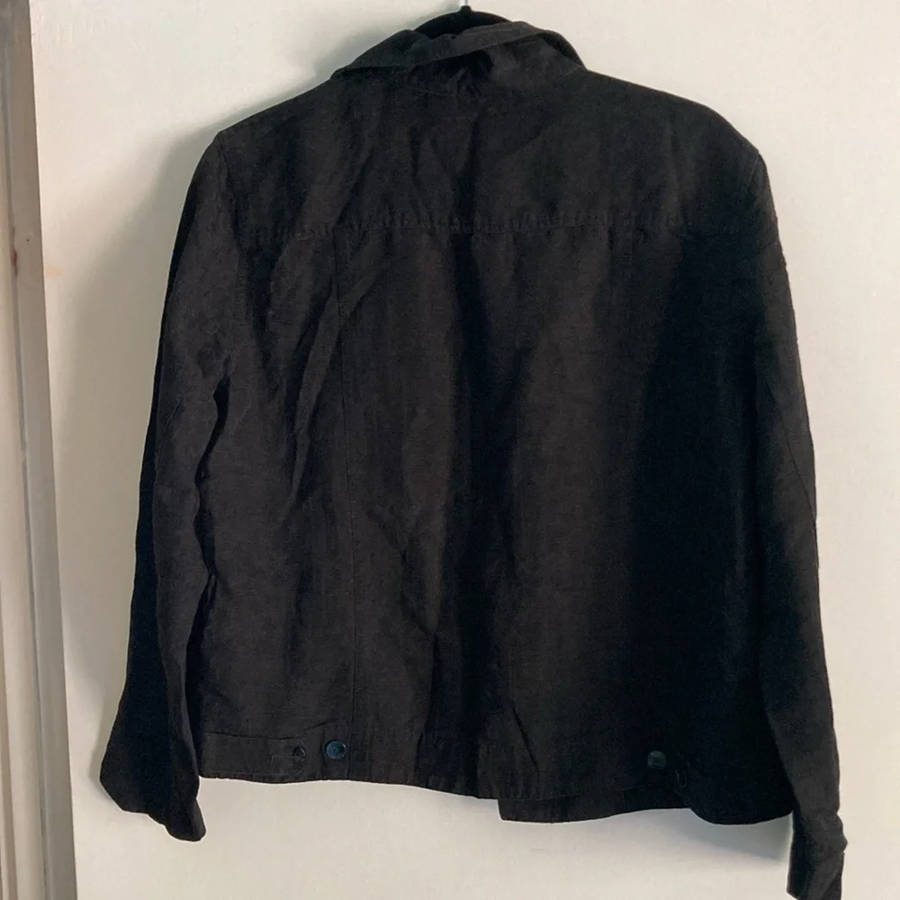 Chicos 2 Womens Size L Casual Black Button Front Lightweight Cropped Jacket
